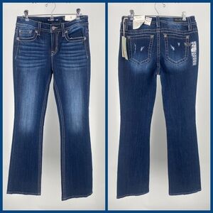 Miss Me mid rise bootcut jeans, slight distressing, size‎ 29